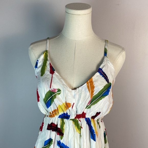 Boho Feather print multi color maxi dress size small - Picture 2 of 13